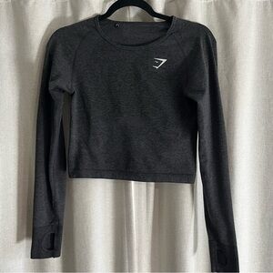 🤍 Gymshark Vital Seamless Long Sleeve Crop Top – Grey Marl 🤍